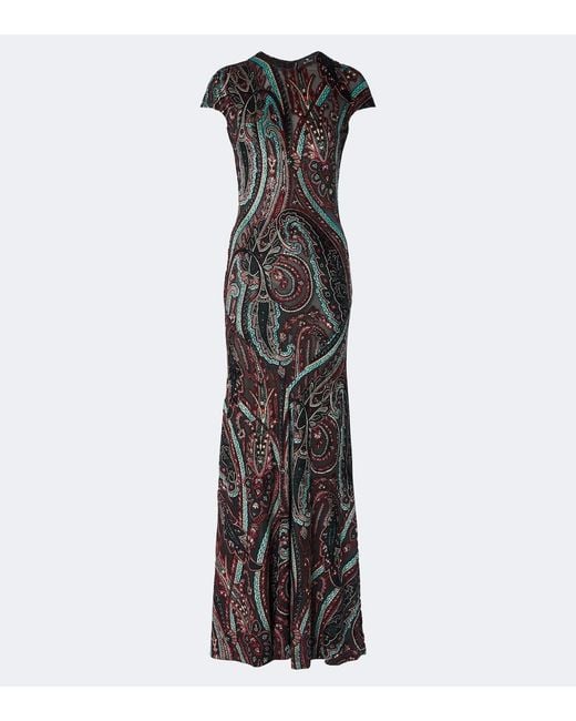 Etro Black Paisley Jacquard Gown