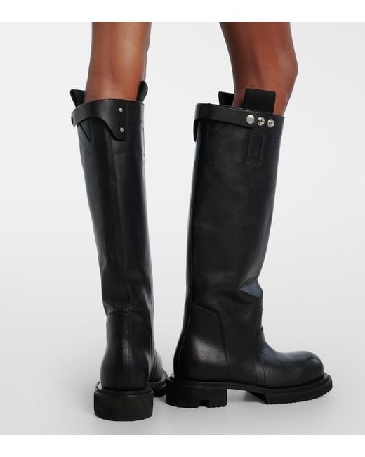 Rick Owens Black Gabe Leather Knee-High Boots