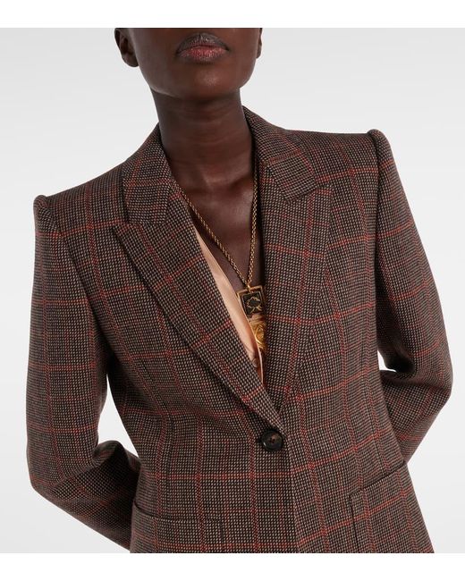 Chloé Brown Checked Virgin Wool Blazer
