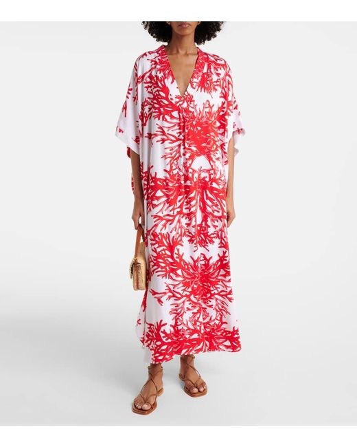 Melissa Odabash Red Vanessa Printed Kaftan