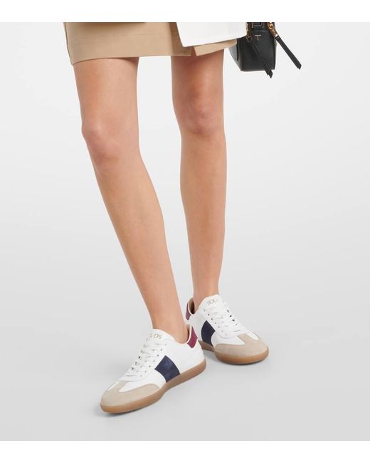 Tod's White Tabs Suede-trimmed Leather Sneakers