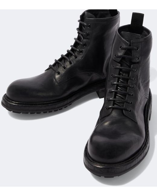 Dolce & Gabbana Black Dg Leather Combat Boots for men