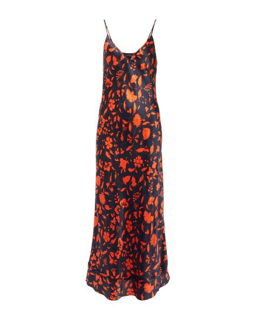Lee Mathews Bella Floral Silk Satin Slip Dress in Orange Lyst UK