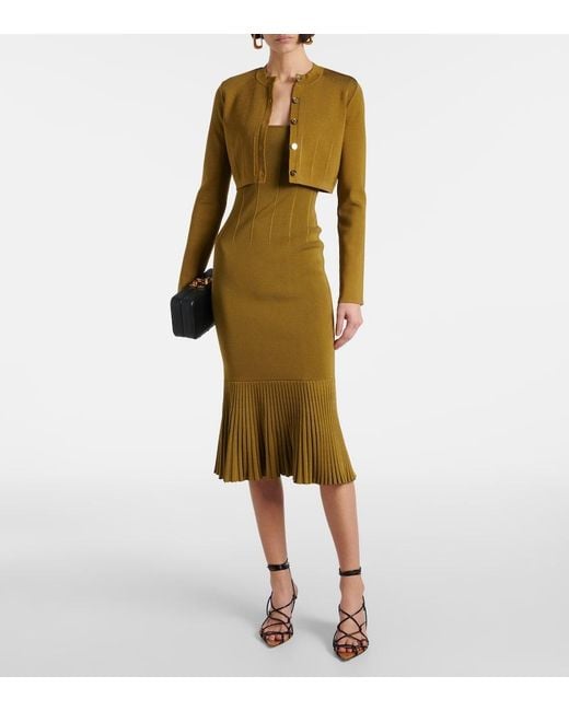 Galvan Green Atalanta Knitted Midi Dress