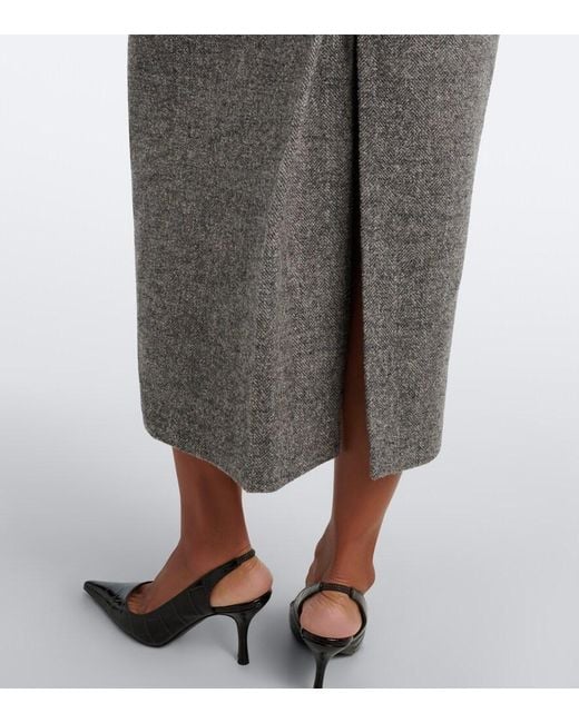 Magda Butrym Gray Wool And Cashmere-Blend Midi Skirt