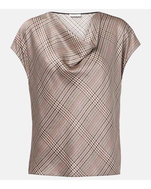 Top En Soie A Carreaux Vince en coloris Gray