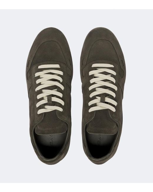 Rick Owens Green Minimal Suede Sneakers for men