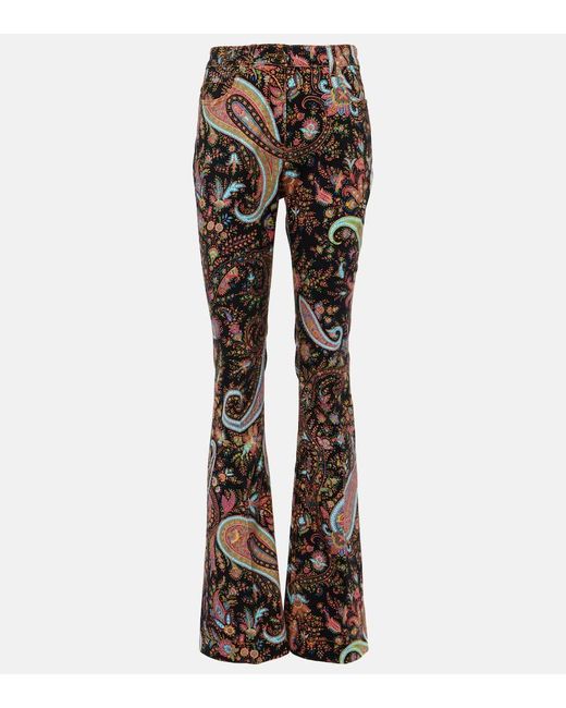 Etro Black Paisley High-rise Flared Jeans