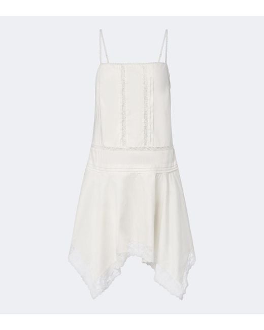 Staud White Corinna Embroidered Cotton Voile Minidress