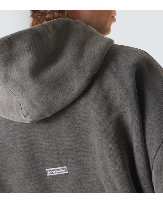 Acne Gray Faded Fester Brand-Appliqué Oversized-Fit Cotton-Jersey Hoody for men