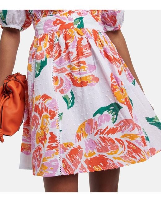 Poupette Red Reina Printed Cotton Minidress