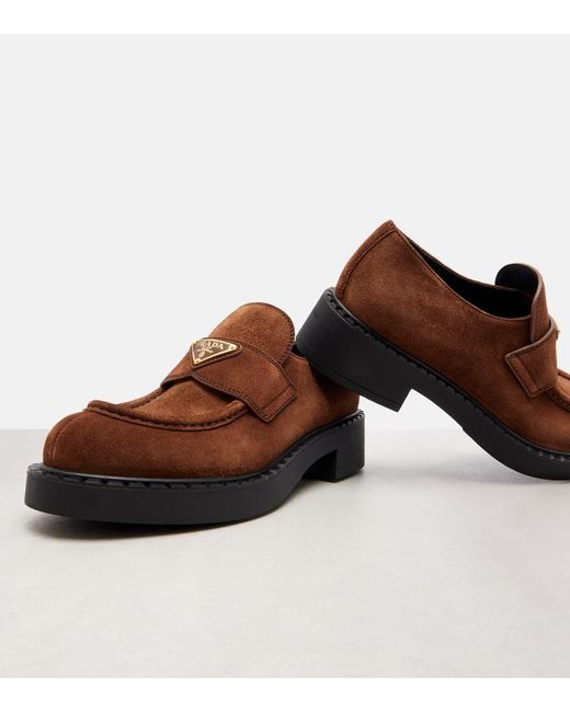 Prada Brown Chocolate Suede Loafers