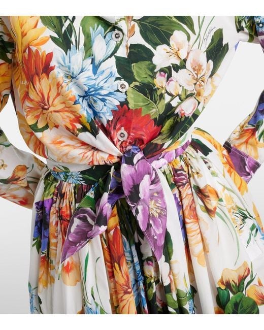 Dolce & Gabbana Multicolor High-Waisted Skirt With A Floral Bouquet Print