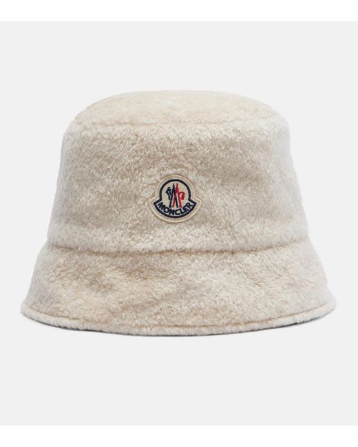 Moncler Natural Logo Reversible Teddy Bucket Hat