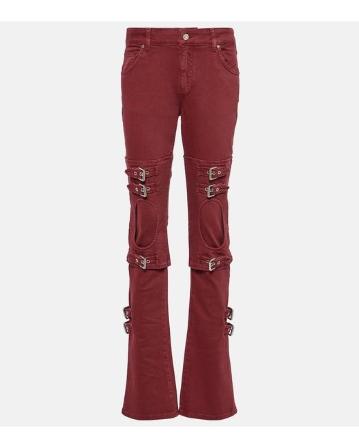 Blumarine Red Cutout Mid-Rise Boyfriend Jeans