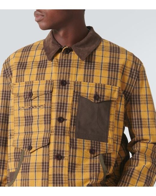 Junya Watanabe Yellow Checked Cotton Flannel Jacket for men