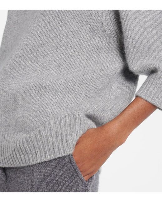 Lisa Yang Gray Lailai Cashmere And Silk Polo Sweater