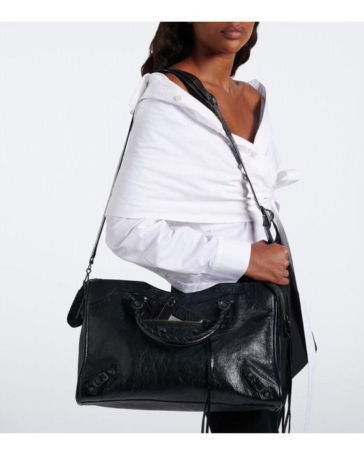 Balenciaga Black Le City Medium Leather Top-Handle Bag
