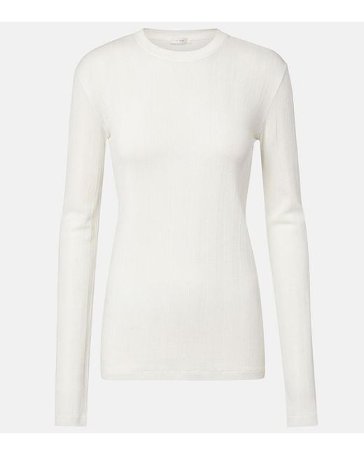 The Row White Dantea Cotton Jersey Top