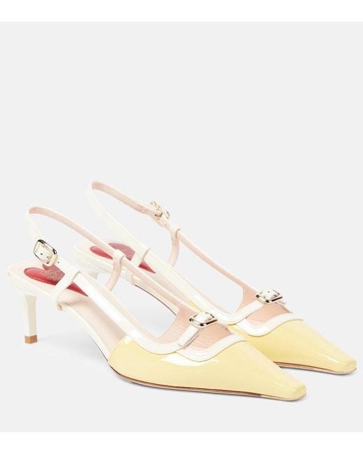Roger Vivier Natural Viv' Canard Patent Leather Slingback Pumps