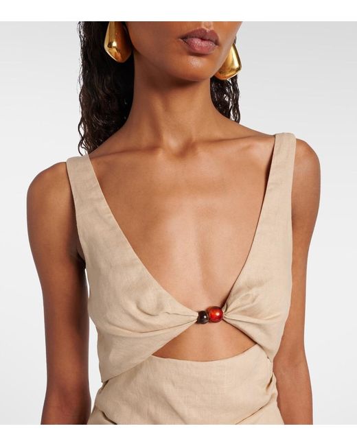 Sir Natural Moretti Cutout Linen Midi Dress