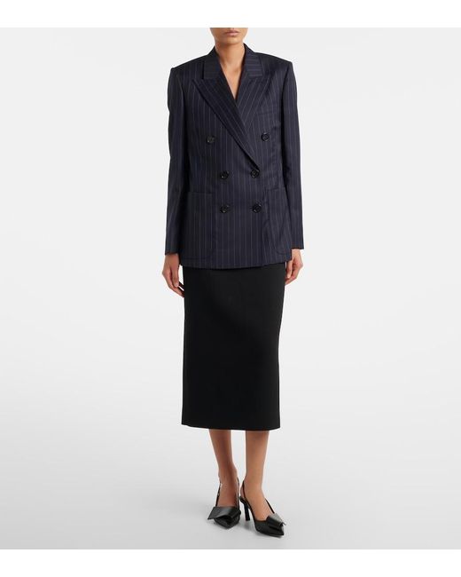 Givenchy Blue Pinstripe Double-Breasted Wool Blazer