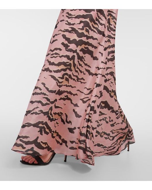 Zimmermann Pink Matchmaker Tiger-print Silk Maxi Skirt