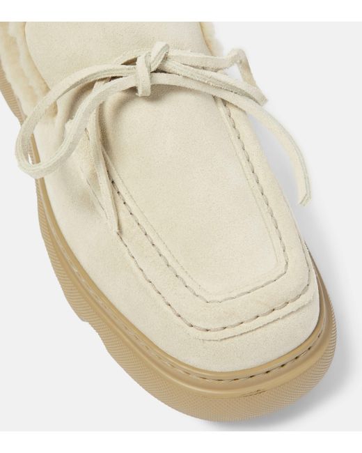 Burberry White Ekd Shearling-lined Suede Mules