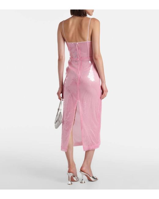 David Koma Pink Midikleid Mit Pailletten