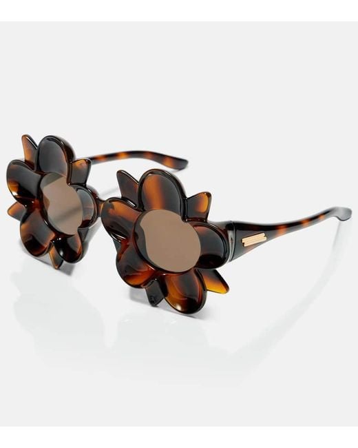 Bottega Veneta Brown Peggy Flower Round Sunglasses