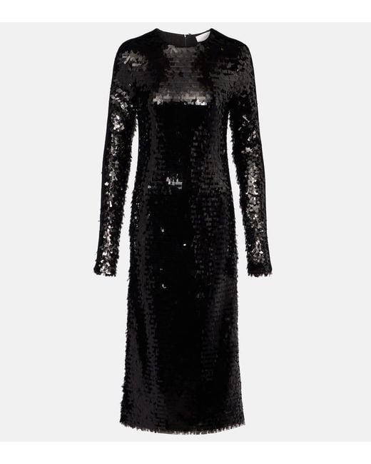 Sportmax Black Elleni Sequined Jersey Midi Dress