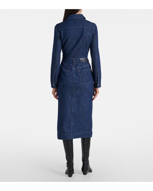 Vestido Camisero De Denim 7 For All Mankind de color Blue