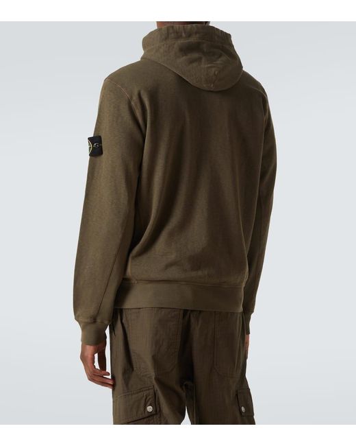 Stone Island Green Compass Cotton Zip-Up Hoodie for men
