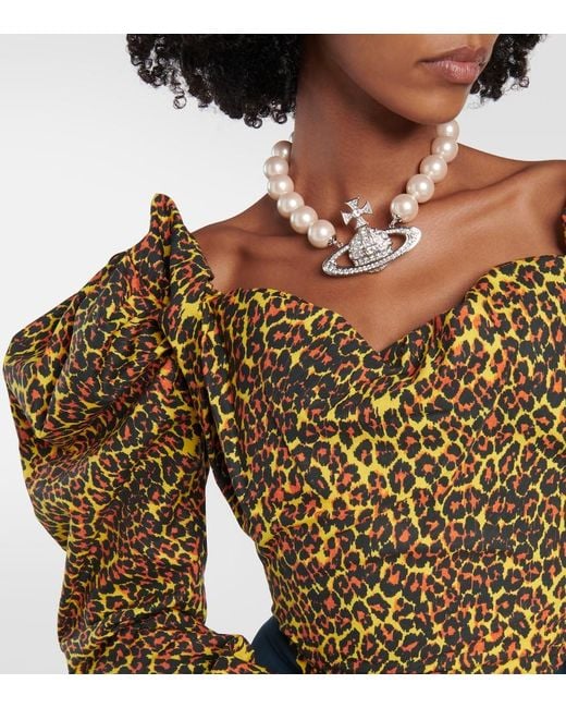 Vivienne Westwood Brown Sunday Leopard-Print Corset Top