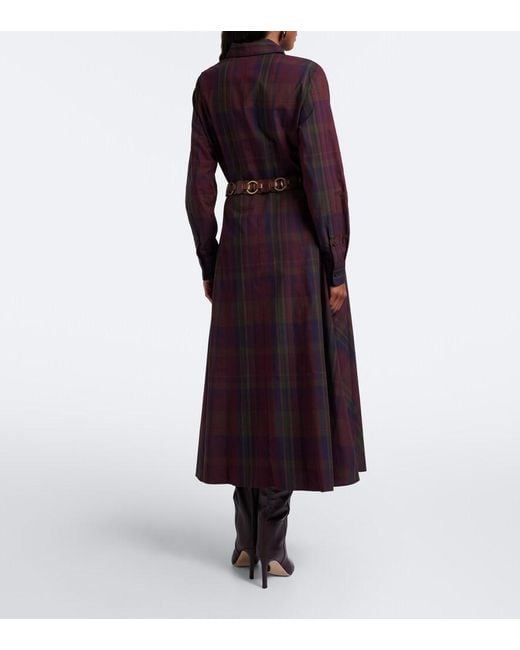 Polo Ralph Lauren Purple Plaid Cotton-Blend Shirt Dress