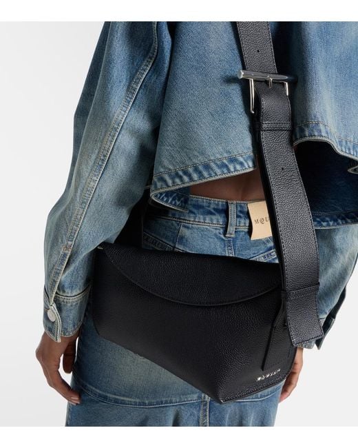 McQueen Black T-Bar Sling Leather Shoulder Bag