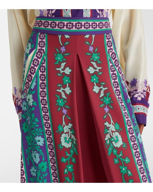 LaDoubleJ White Santa Monica Printed Satin Midi Skirt
