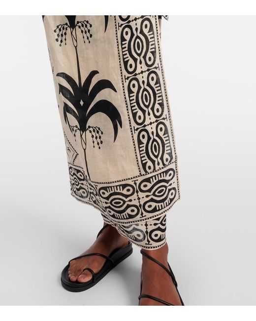 Johanna Ortiz Natural Printed Linen Beach Cover-Up