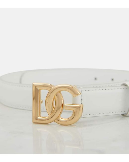 Cintura DG in pelle di Dolce & Gabbana in White