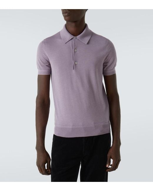 Tom Ford Purple Cashmere And Silk Polo Sweater for men