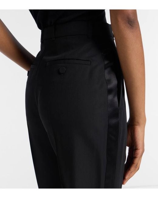 Pantalones Rectos En Mezcla De Lana Alexander McQueen de color Blue