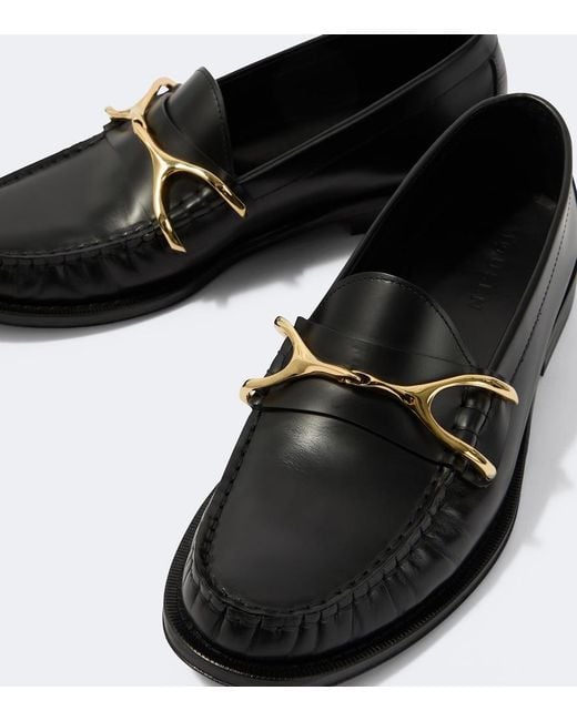 McQueen Black Wishbone Leather Loafers for men