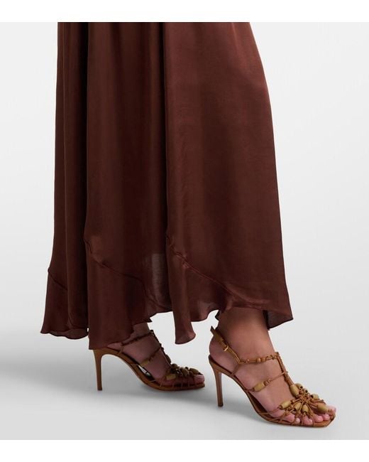 Poupette Purple Nina Halterneck Satin Maxi Dress
