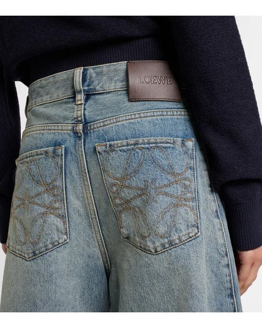 Loewe Blue Anagram Barrel-Leg Jeans