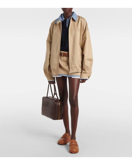 Miu Miu Brown Logo Leather Mules
