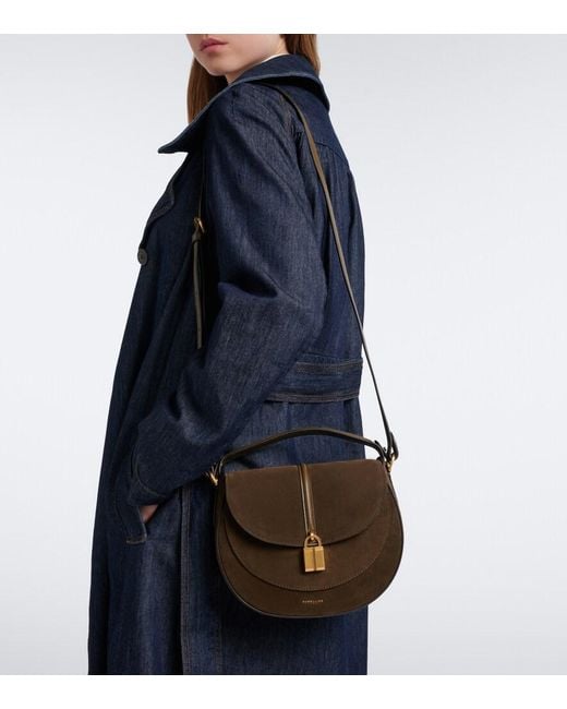 DeMellier London Black Siena Saddle Small Suede Crossbody Bag