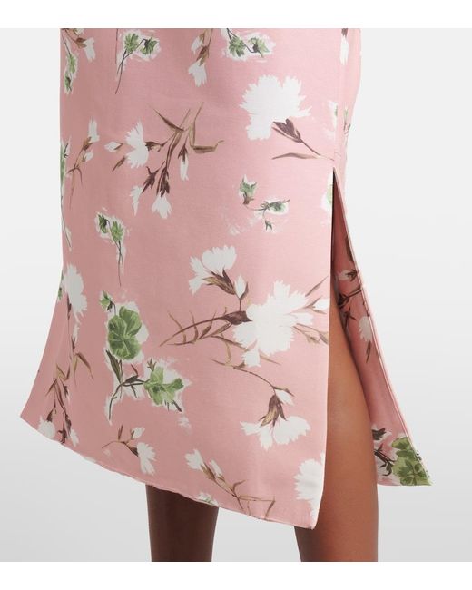 Erdem Pink Floral Cotton-Blend Faille Midi Dress