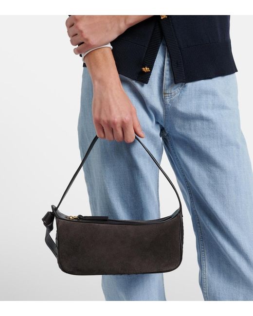 Bottega Veneta Black Nodo Small Suede Shoulder Bag