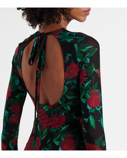 Alexandra Miro Green Selene Floral Mesh Maxi Dress