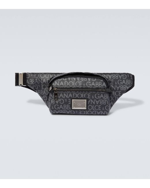 Dolce & Gabbana Black Small Logo Jacquard Belt Bag for men